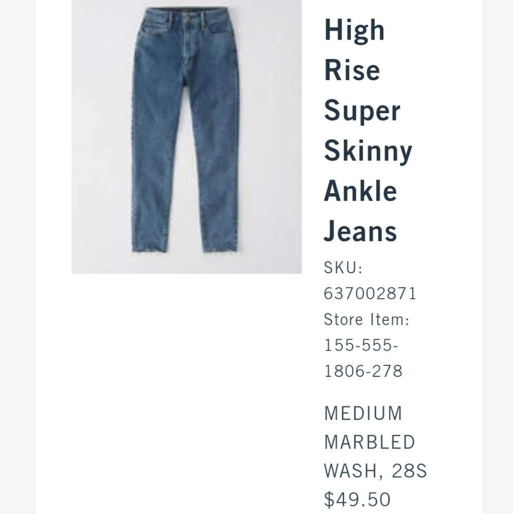 Abercrombie and Fitch Simone high waist ankle jean